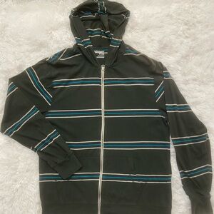 Old Navy green with stripes Zip-Up Hoodie with Blue & White Stripes